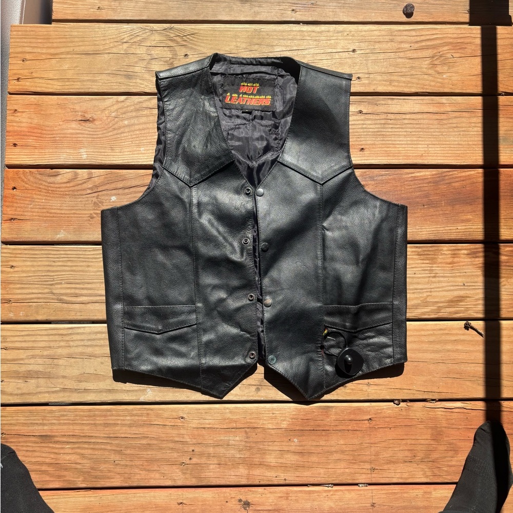 Black Leather Vest -